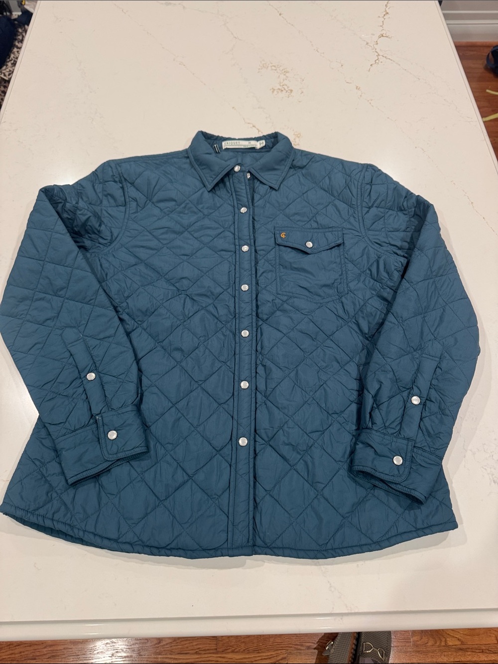 Criquet Lane Quilted Jacket in Teal Blue NWOT